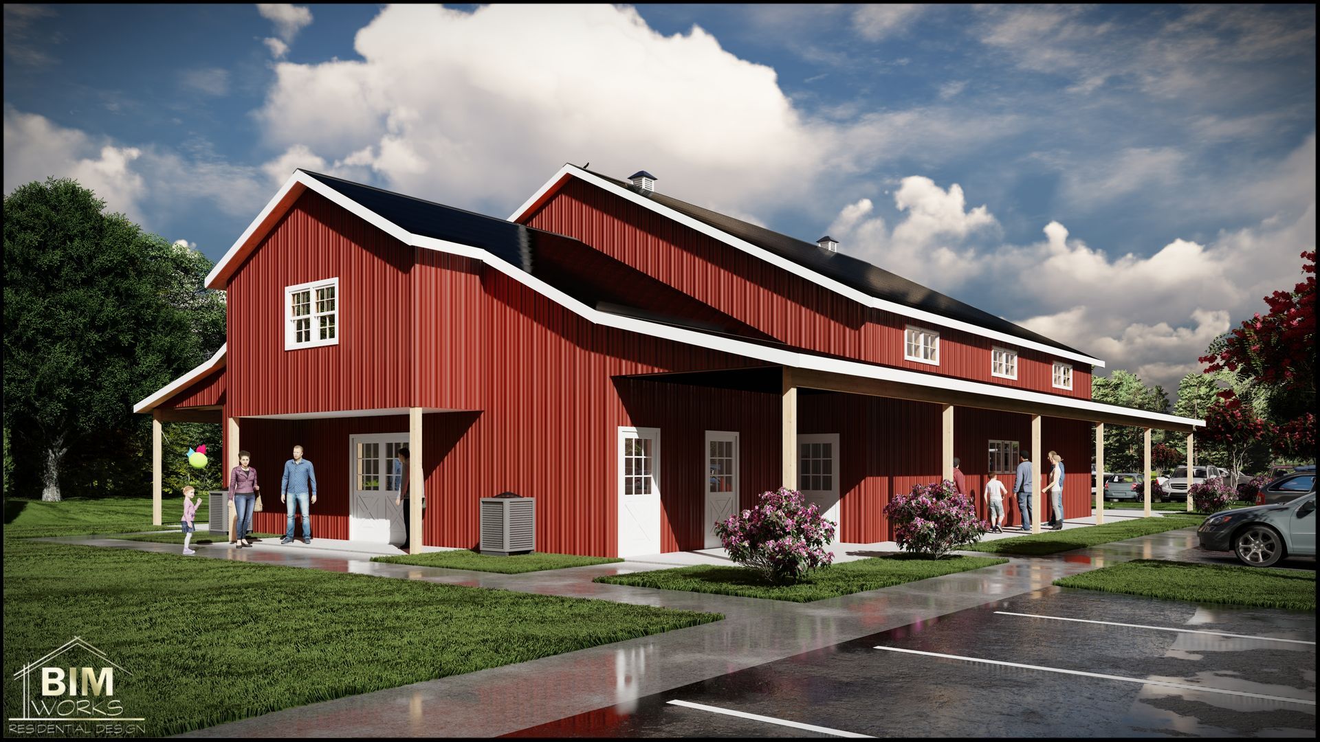 A rendering of a farmers' market. 