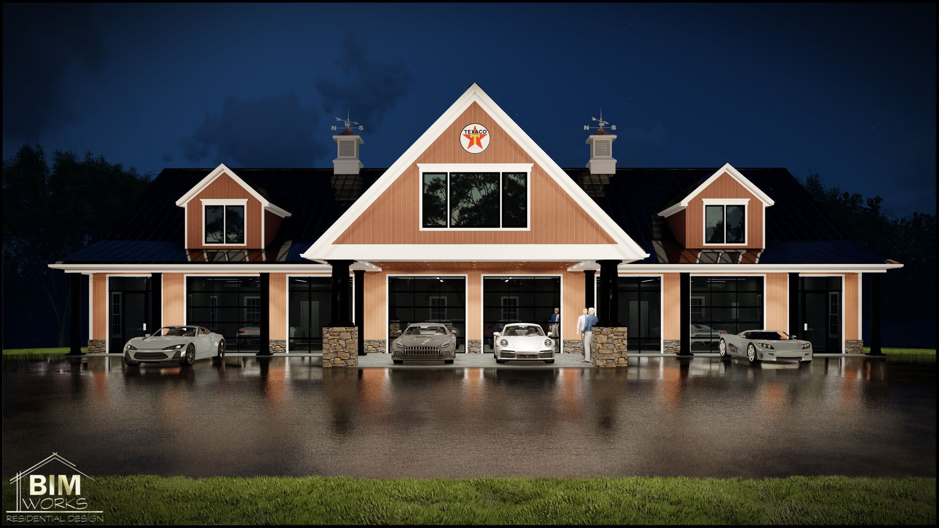 A rendering of a building for a car gallery