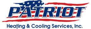 PATRIOT Heating & Cooling Services, Inc. logo in red, white, and blue with star accents