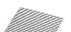 White pleated air filter panel on a white background