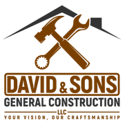 David & Sons General Construction logo with brown tools and roof line