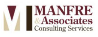 Logo of Manfre & Associates Consulting Services in burgundy, brown, and cream colors.