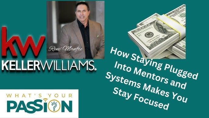 A keller williams ad with a man and stacks of money