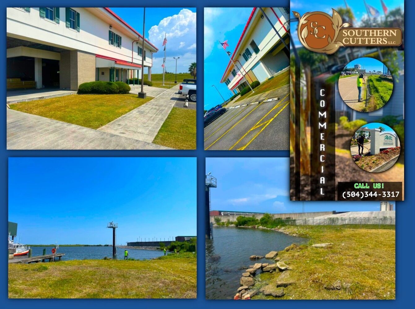 A collage of images with a sign that says southern cutters