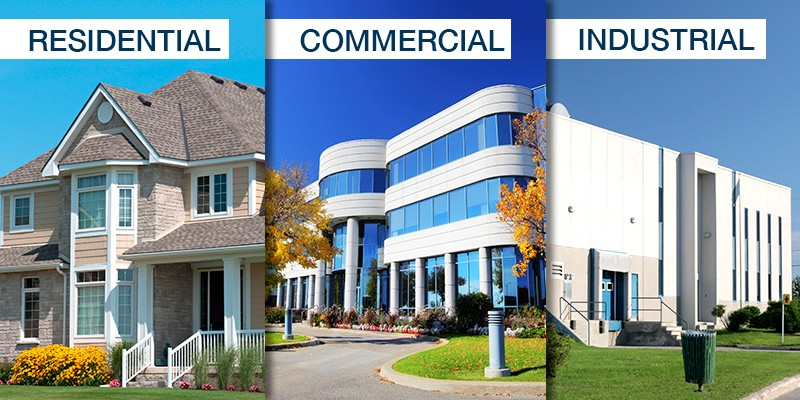 Residential, Commercial, Industrial buildings