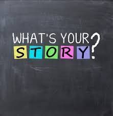 A blackboard with the words `` what 's your story '' written on it.