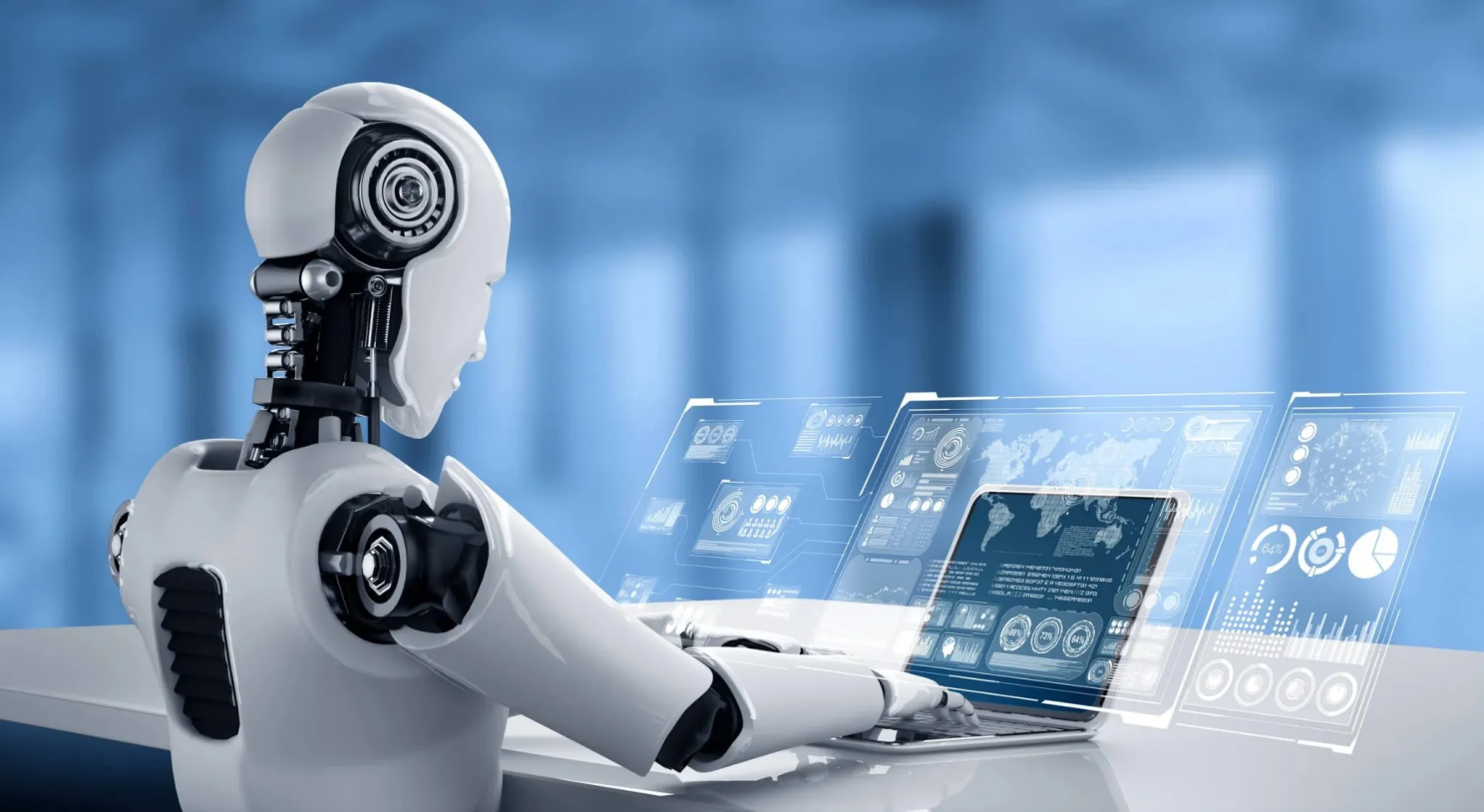 AI Robot using laptop