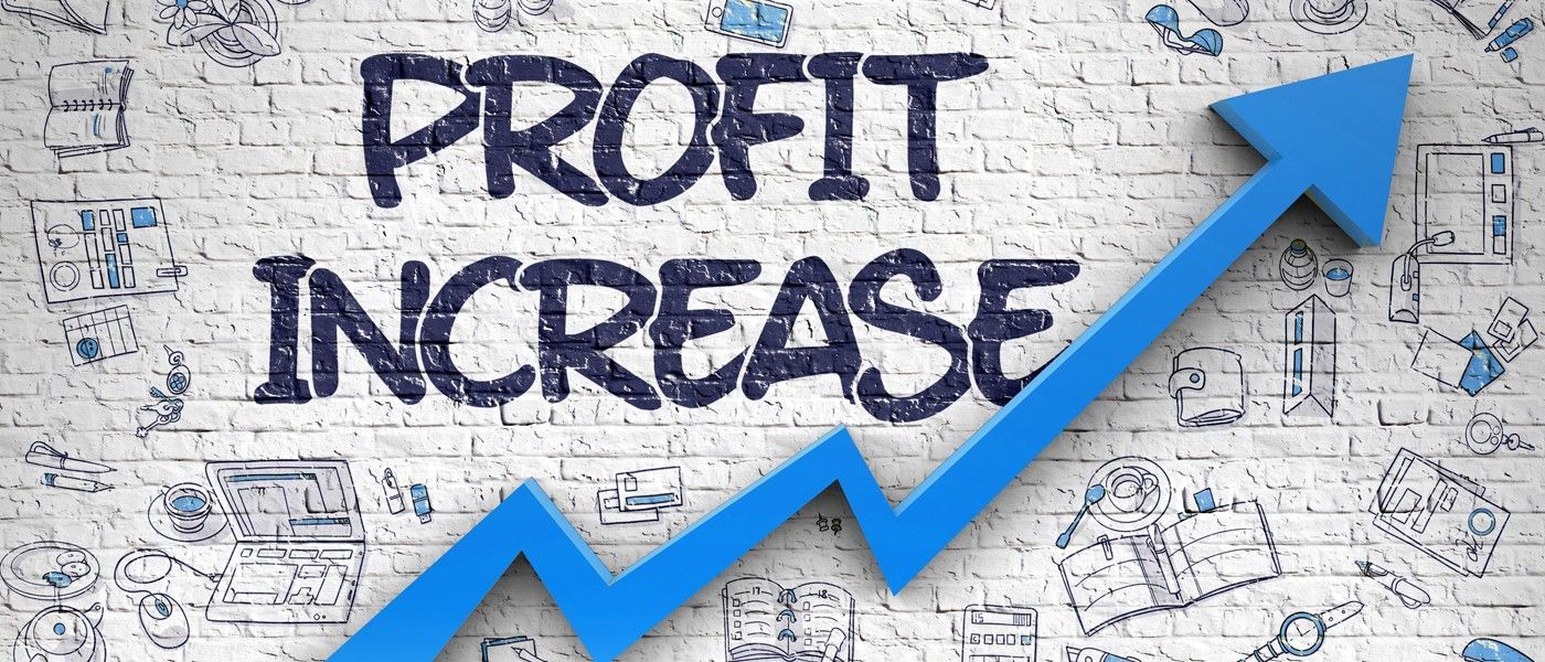 A brick wall with the words `` profit increase '' written on it.