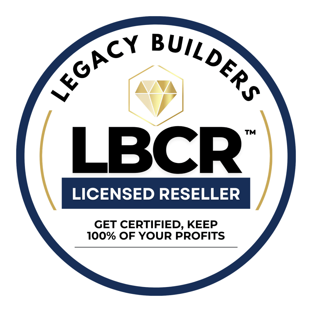 The logo for legacy builders is a licensed reseller.