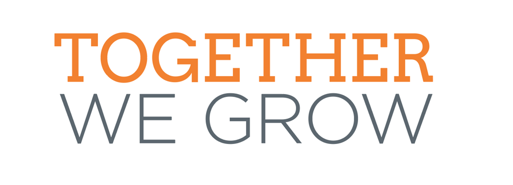 A logo that says `` together we grow '' on a white background.