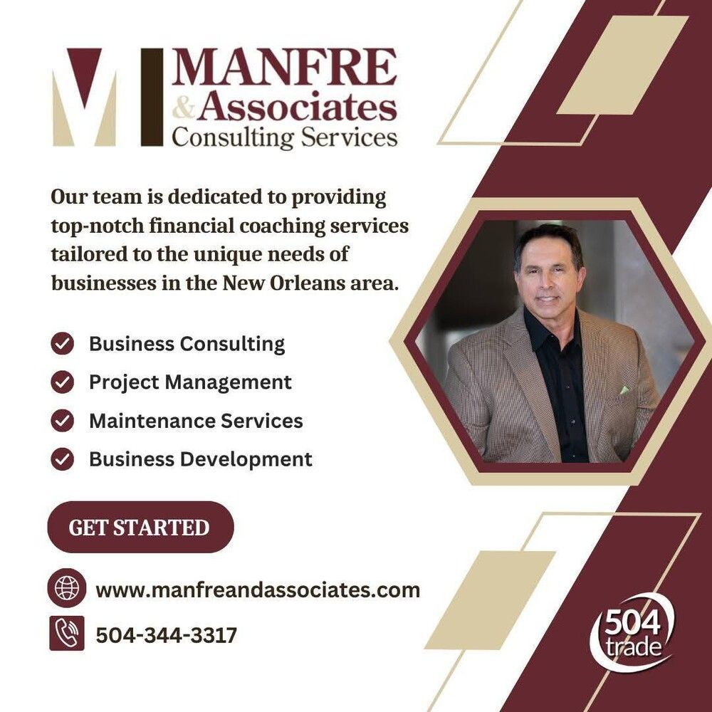 Advertisement for Manfre & Associates, financial coaching.