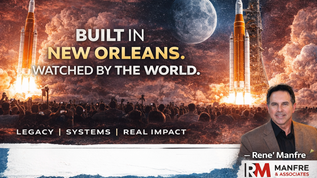 Rocket launch backdrop with text 