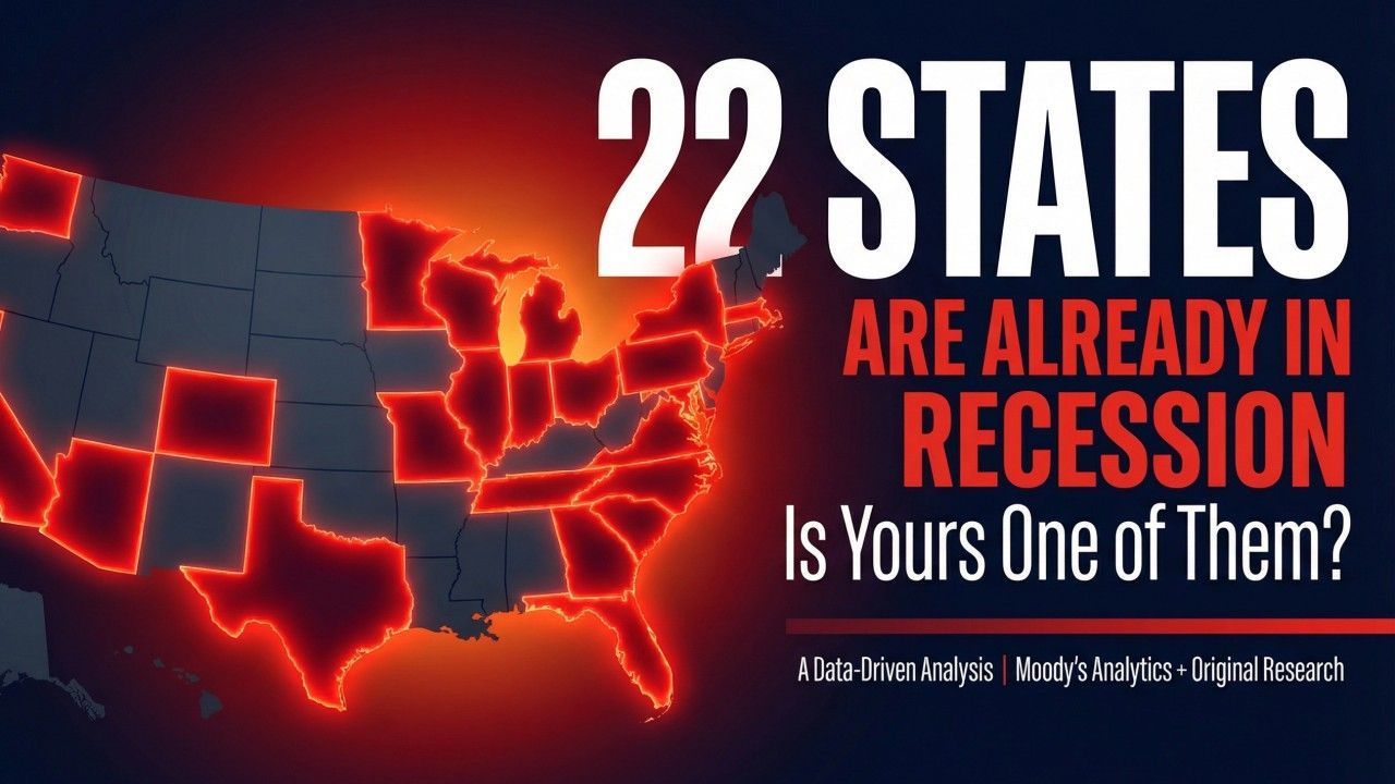 A map of the U.S. with 22 states highlighted in glowing red, next to the text: