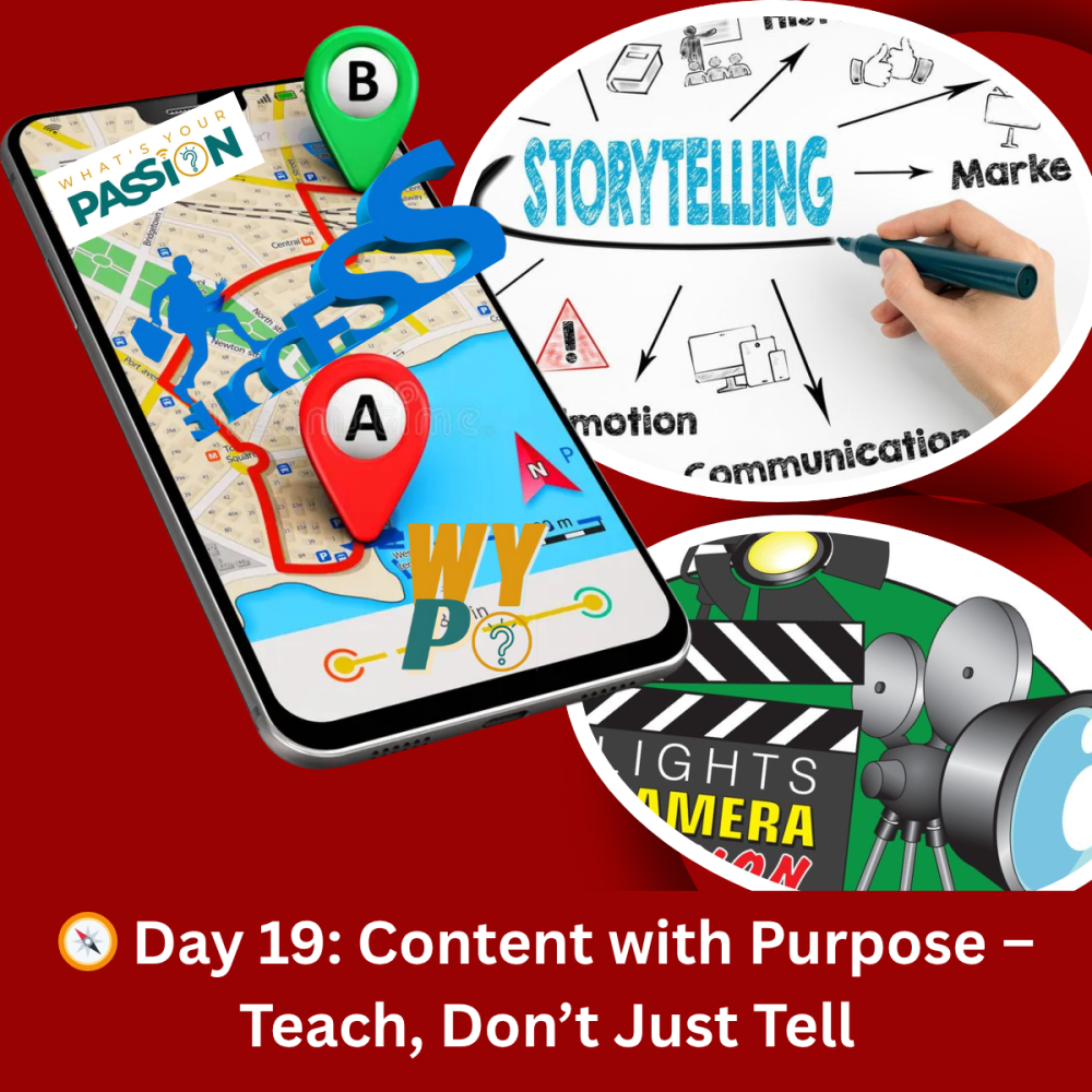 Smartphone with map, storytelling diagram, and film equipment;