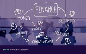 A group of people are sitting around a table with a diagram of finance.