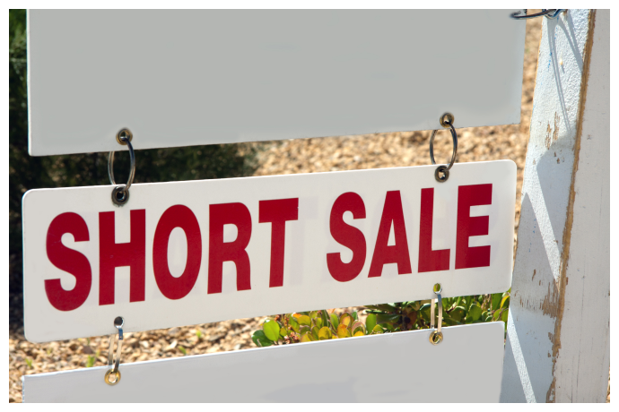 White sign with red