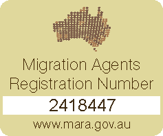 Número de registro do Agente de Imigração Australiano com mapa gráfico: 2418447, www.mara.gov.au.