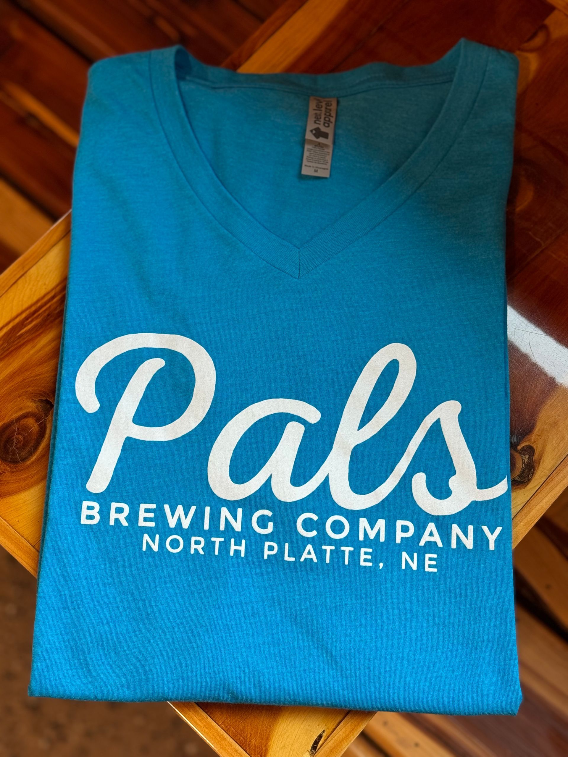 Blue v-neck t-shirt with 