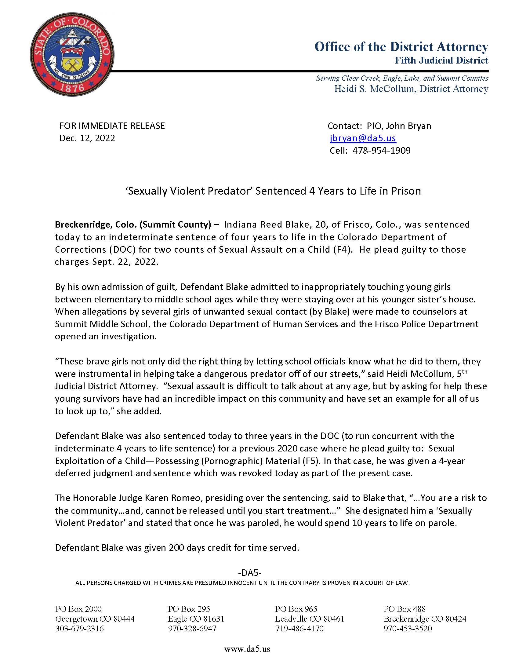 ‘Sexually Violent Predator’ Sentenced 4 Years to Life in Prison