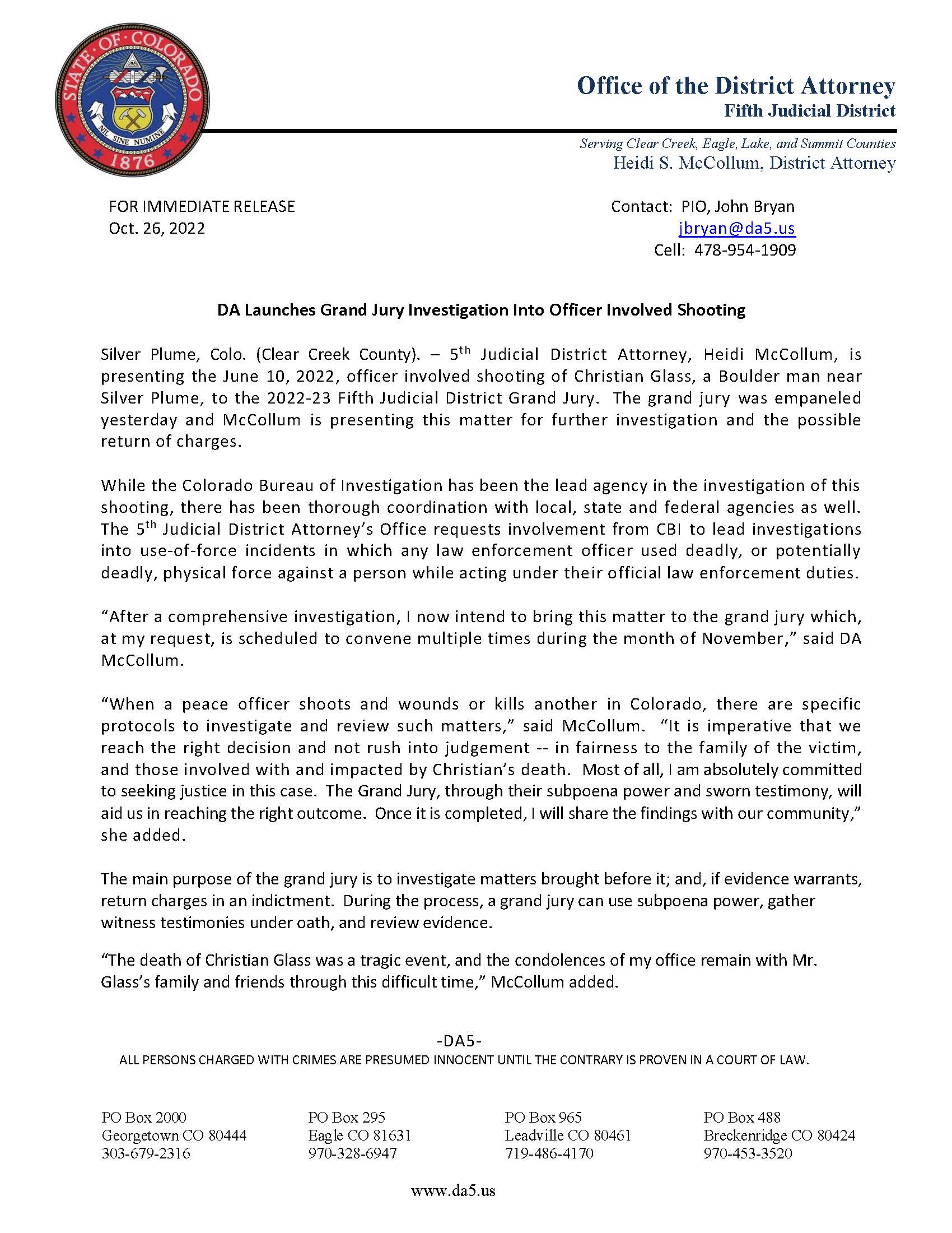 DA Launches Grand Jury Investigation Into Officer Involved Shooting