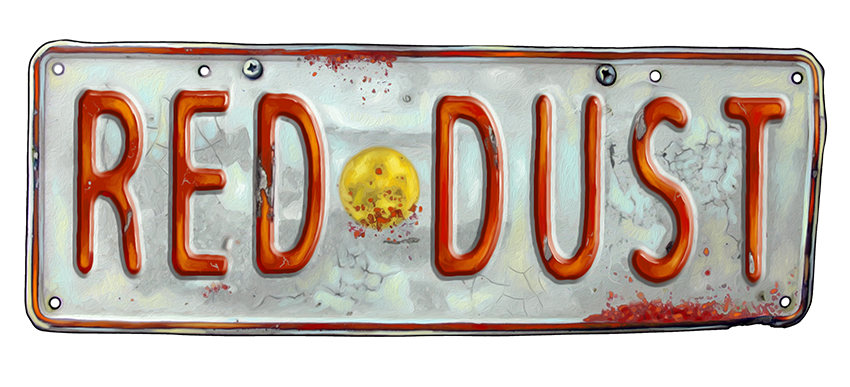 A weathered, metallic sign with the words 