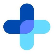 Blue and light-blue plus sign logo with a rounded, overlapping cross shape