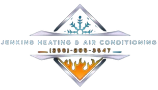 Jenkins Heating & Air Conditioning logo with blue snowflake and orange flame in diamond shape