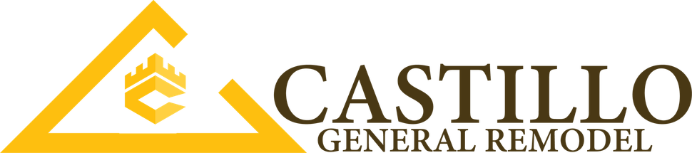 Castili General Remodel logo with yellow roof icon and black text on white background