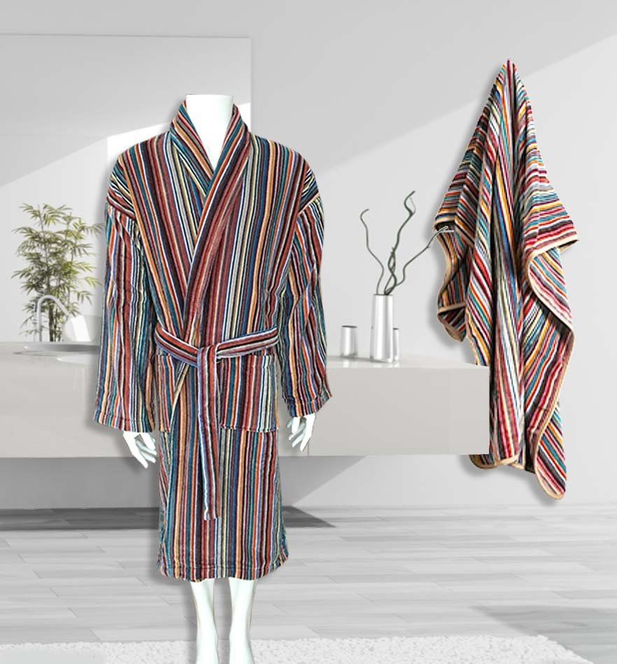 Smithy Stripes Naturals Bathrobe and Bath Sheet