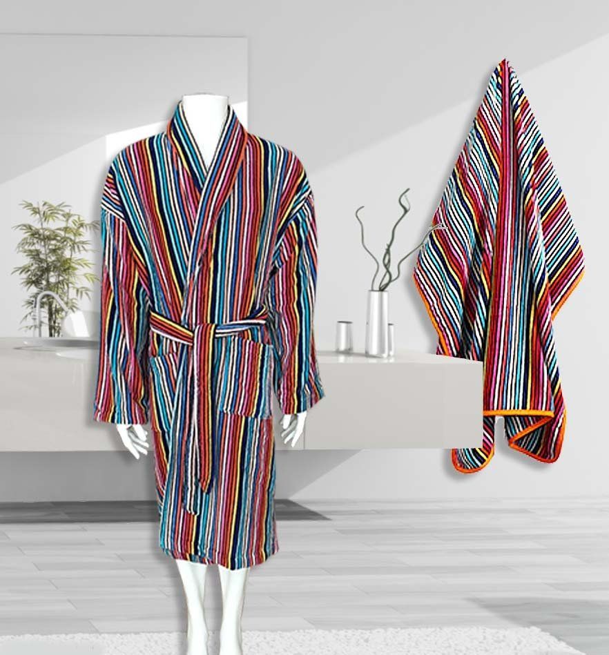 Smithy Stripes Multi Bathrobe and Bath Sheet
