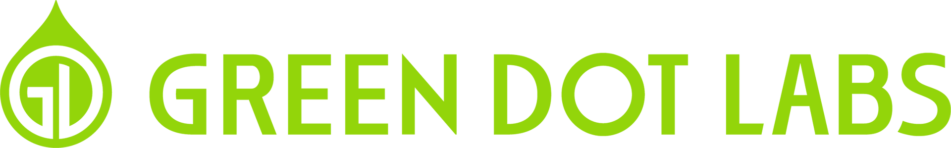 Logo of Green Dot Labs with a green droplet and text.