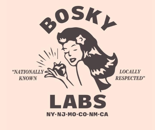 Bosky Labs logo: woman with flower in hair, 