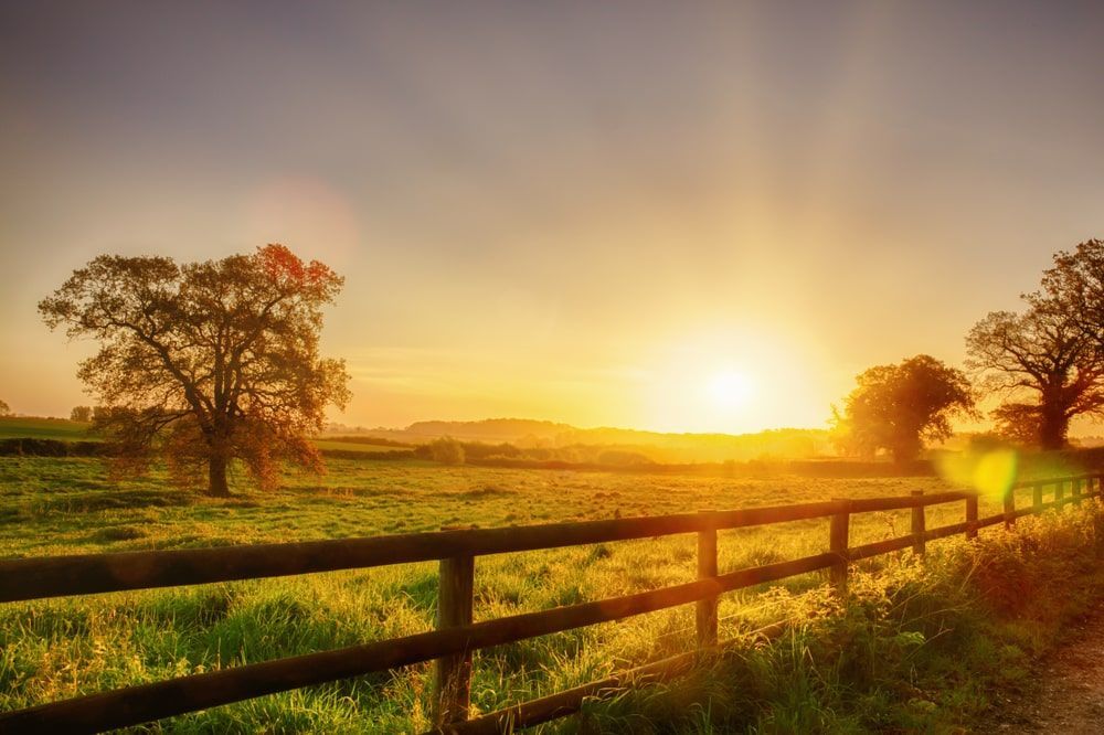 The Sun Is Setting Over A Field With A Wooden Fence In The Foreground — John Stark Fencing In West Woombye, QLD