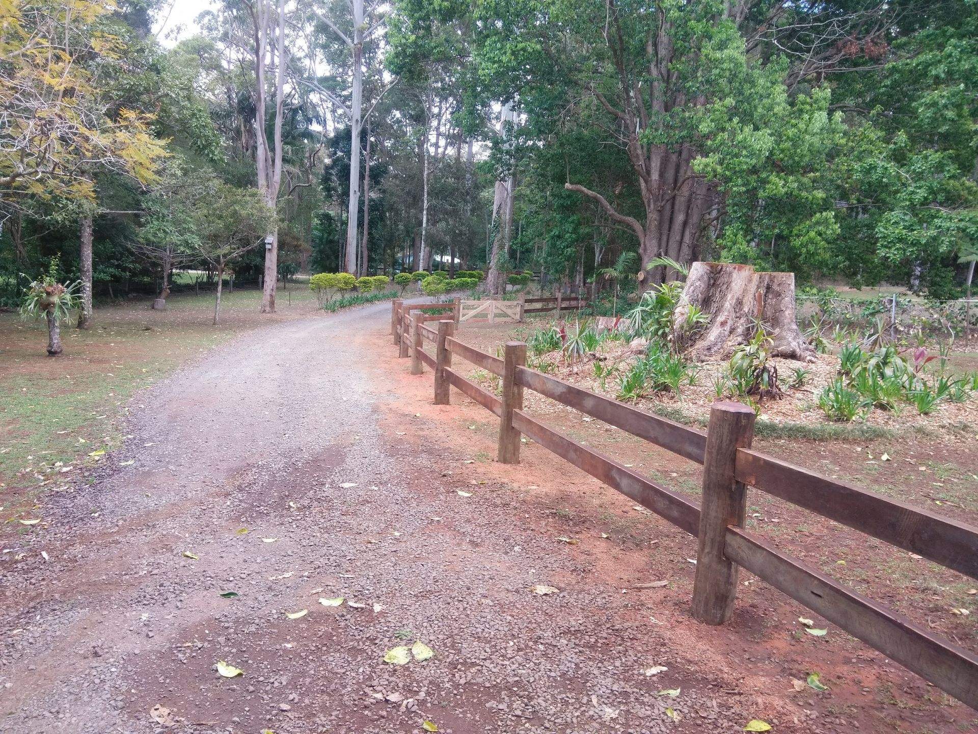 A Wooden Fence Surrounds A Grassy Field With Trees In The Background — John Stark Fencing In West Woombye, QLD