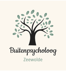 Logo with a tree design, text