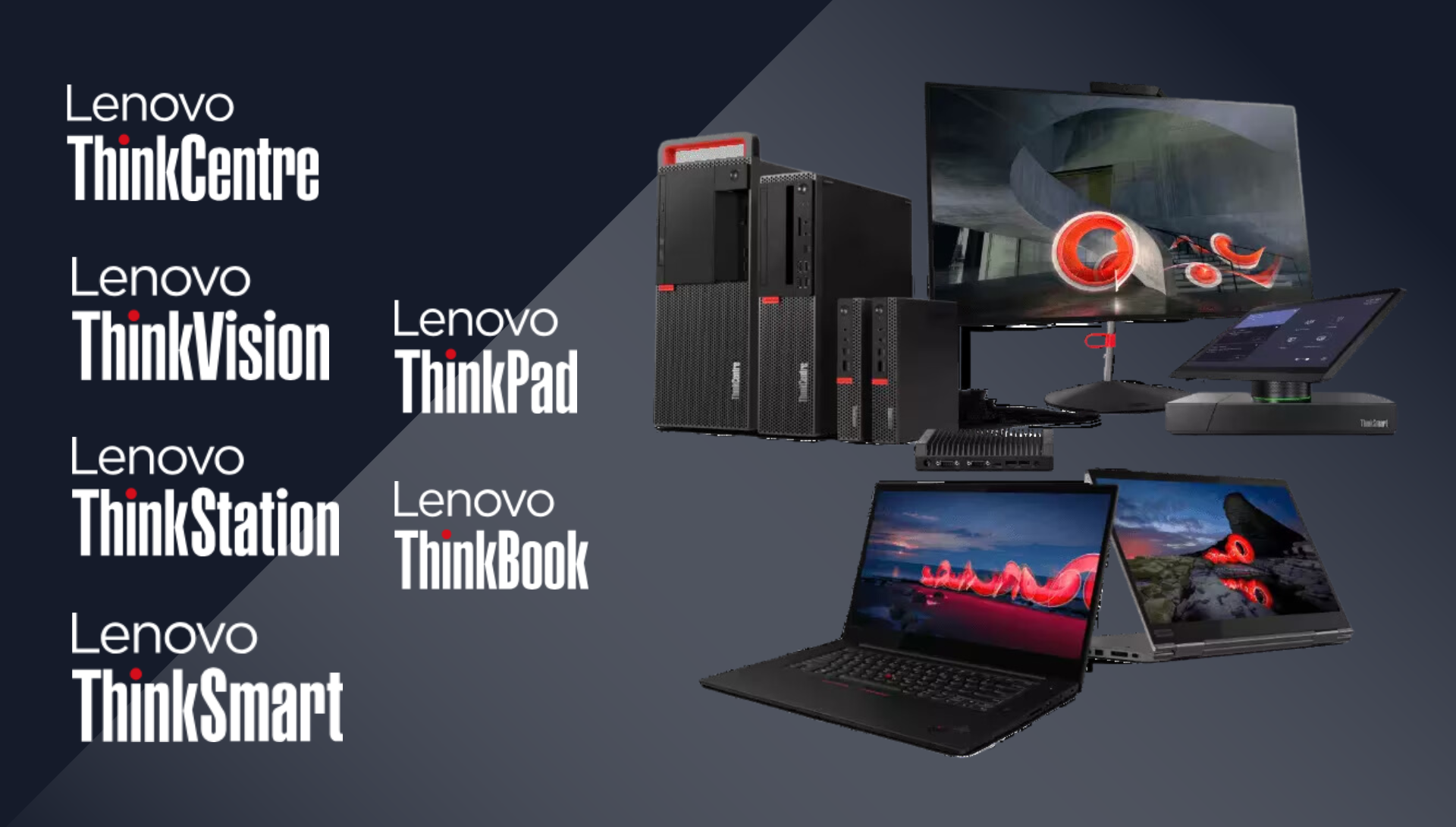 Equipos Lenovo de la línea Think utilizados en entornos corporativos y empresariales