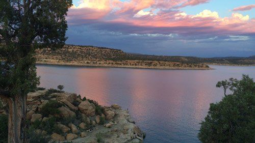 a large lake at Navajo Dam, NM