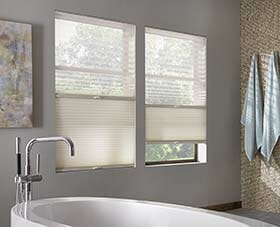 a window with a cellular shade on it
