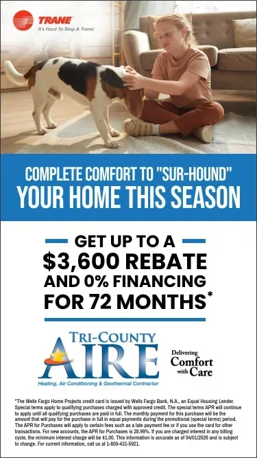 special financing An advertisement for a new aire system with 0% apr financing for 72 months
