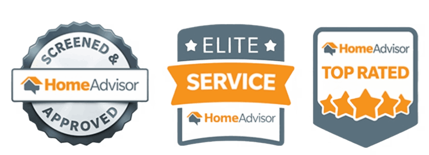 Three logos for home advisor are shown on a white background