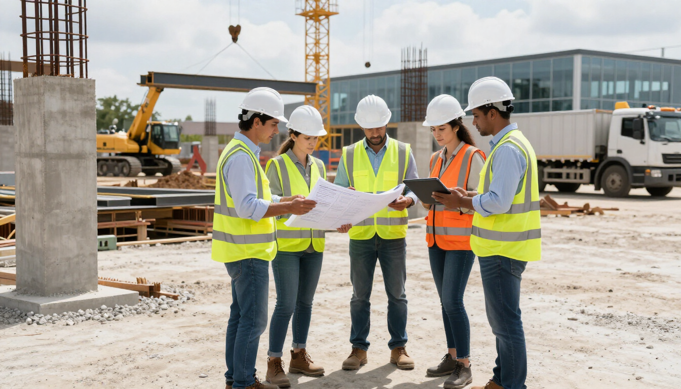Construction manager reviewing invoices