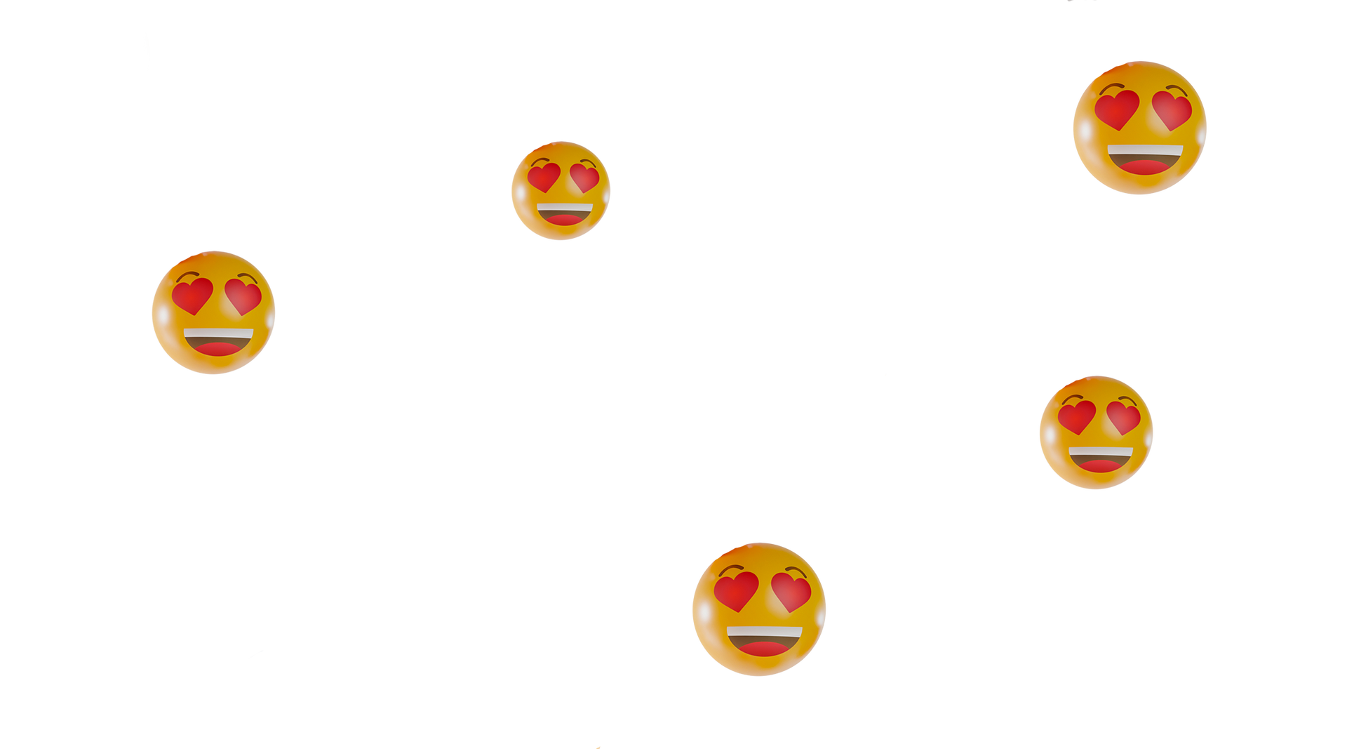 Verliefde emoji's verspreid over een witte achtergrond.