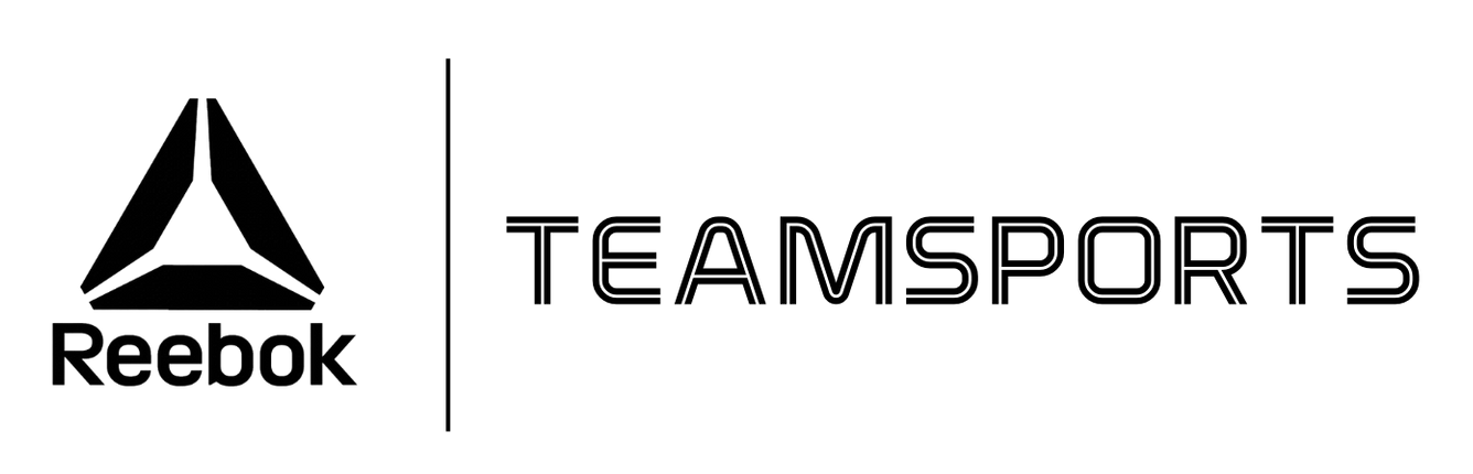 Reebok and Teamsports logos in black on a white background