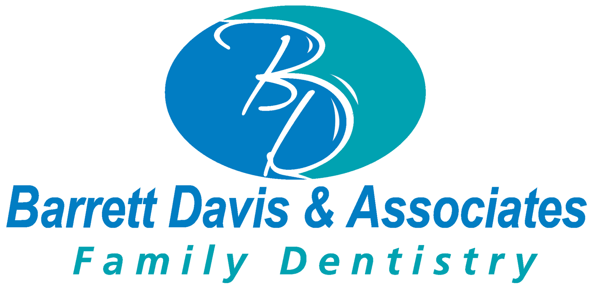 Logo for Barrett Davis, Jr. DDS Family Dentistry. Blue and teal oval with