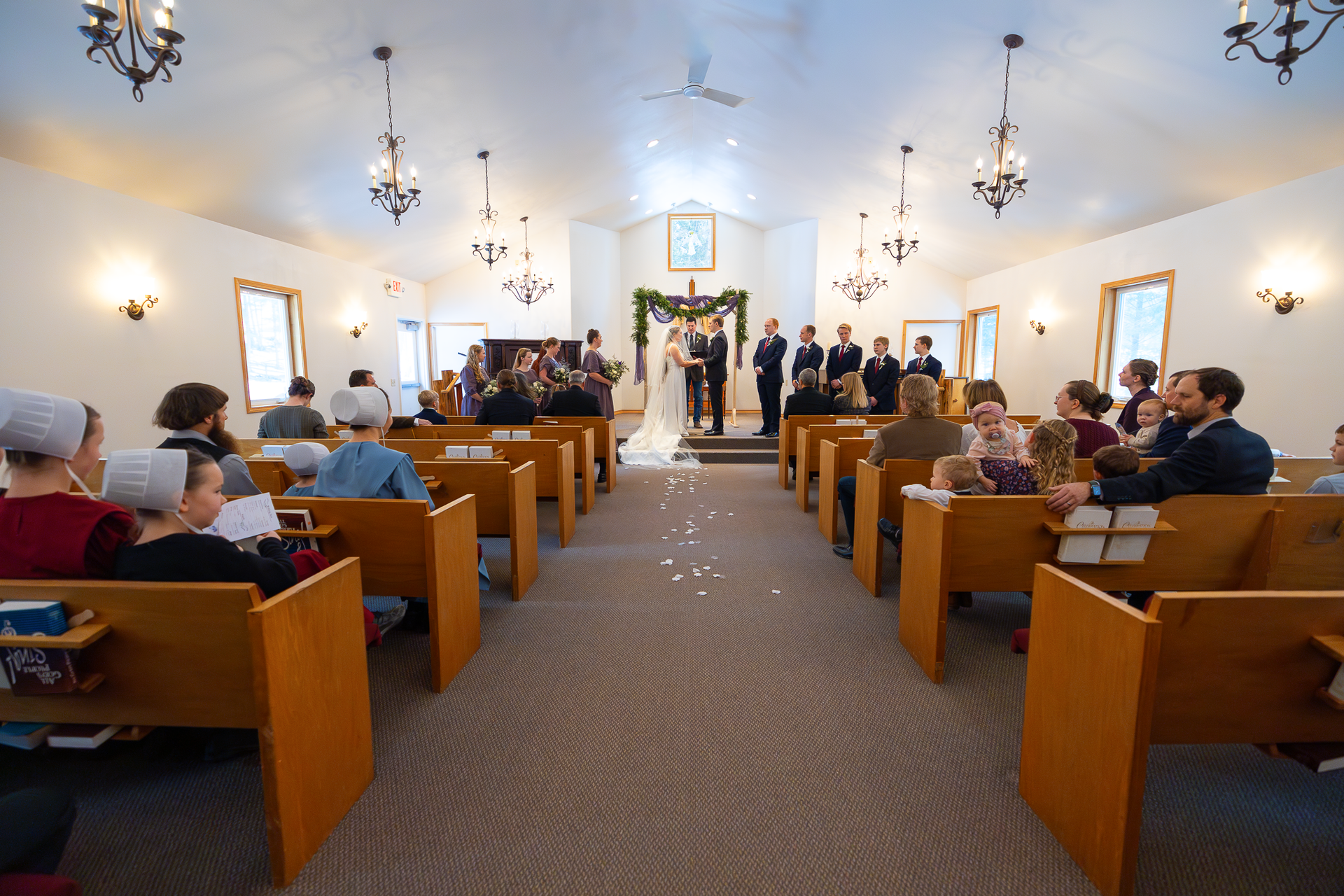 Couple getting married in quaint church