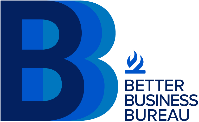 Better Business Bureau logo with blue stylized B and text beside it