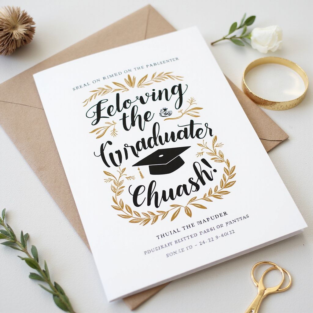 Graduation card with calligraphy: 