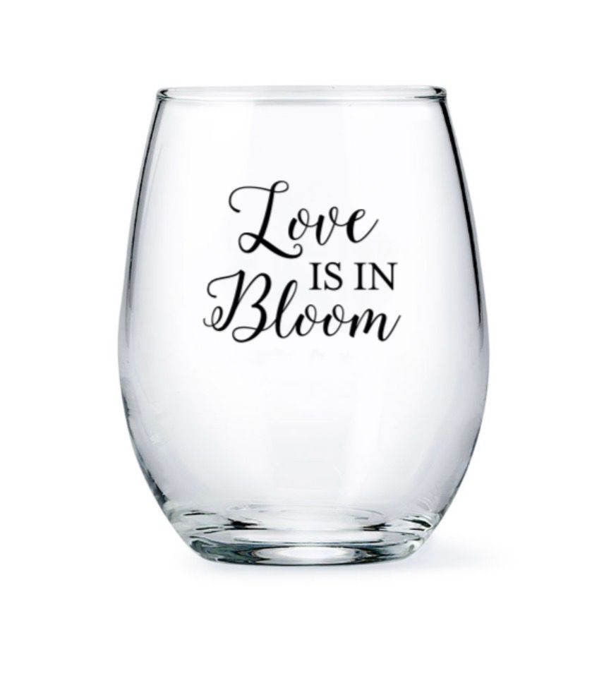 Clear stemless wine glass with 