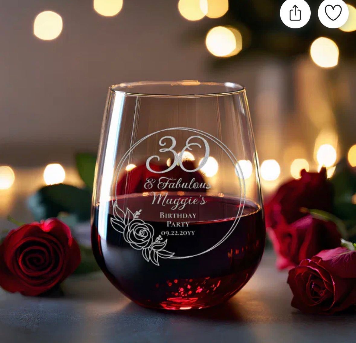 Stemless wine glass engraved 