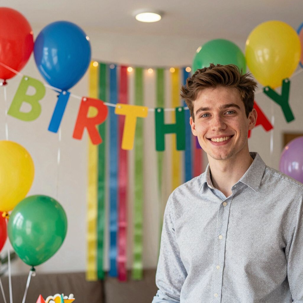 personalized your birthday party, with colorful balloons and 